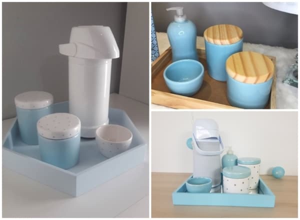 modelos de kit higiene de porcelana azul
