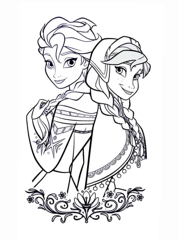 desenho Anna e Elsa para colorir