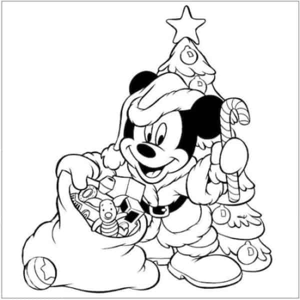 desenho de natal do Mickey para colorir