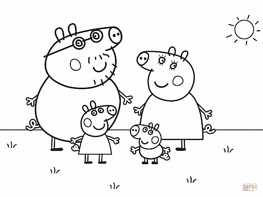 desenho da familia da Peppa Pig para colorir