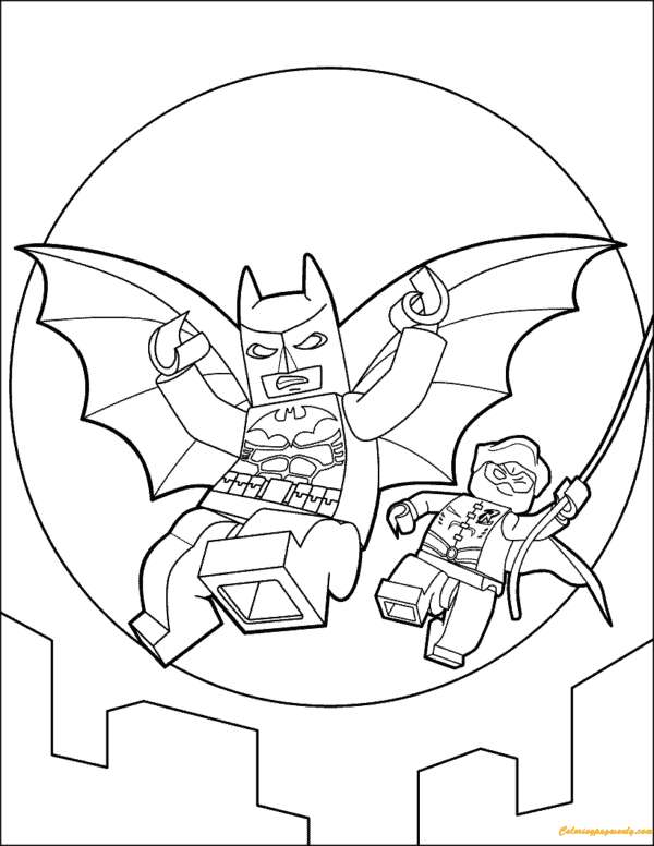 Batman e Robin Lego para colorir
