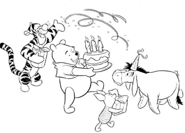 aniversario pooh para colorir