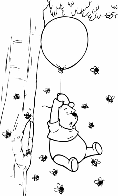 ursinho pooh com abelhas para colorir