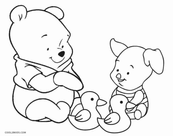 desenhos fofos para colorir do Pooh e Leitao