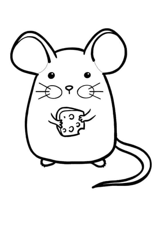 desenhos fofos para colorir (ratinho com queijo)