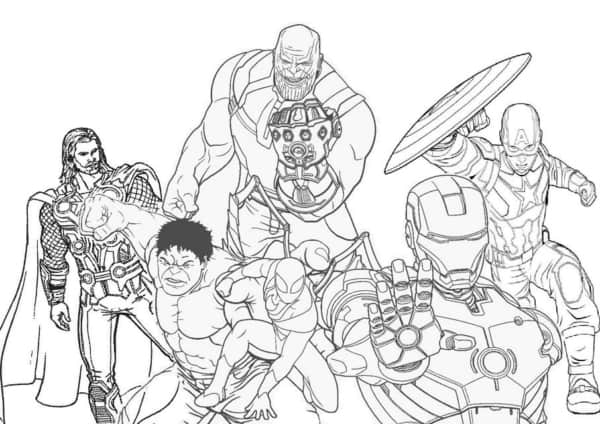 Desenho dos Vingadores e Thanos