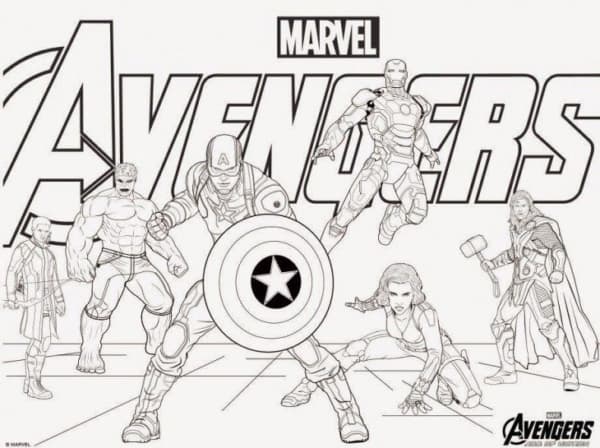 Poster Avengers para colorir