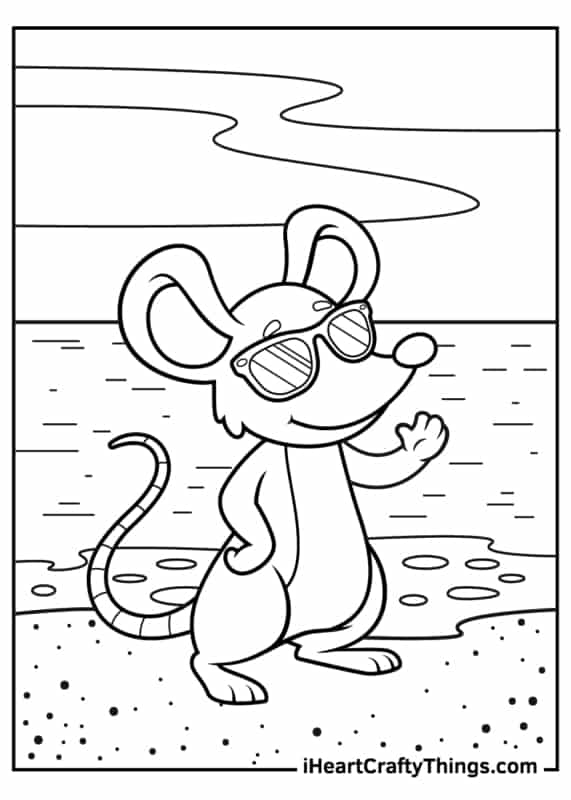 desenho divertido de rato para colorir