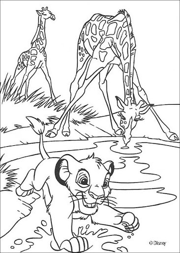 Desenho do Simba brincando na selva