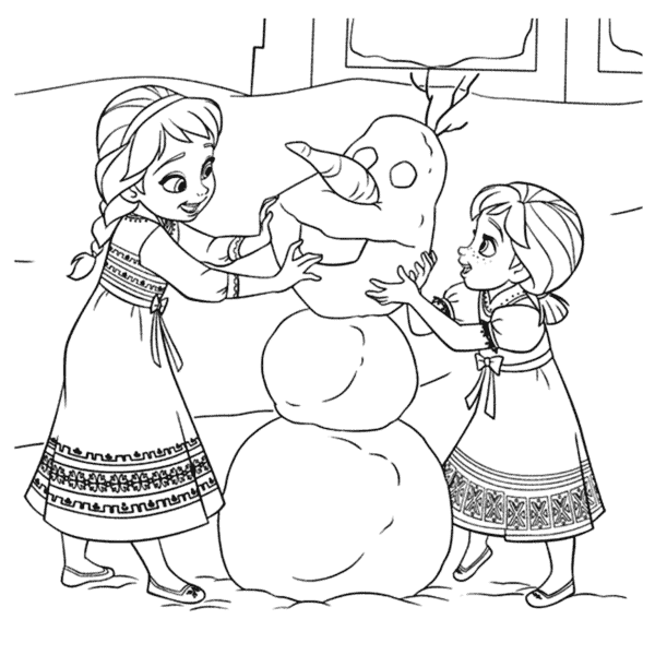 Elsa e Anna criancas para colorir