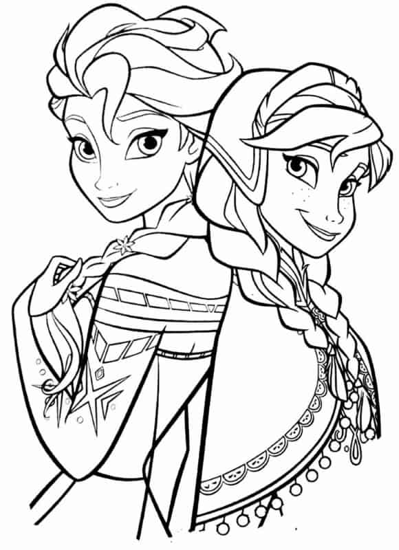 Elsa e Anna para colorir