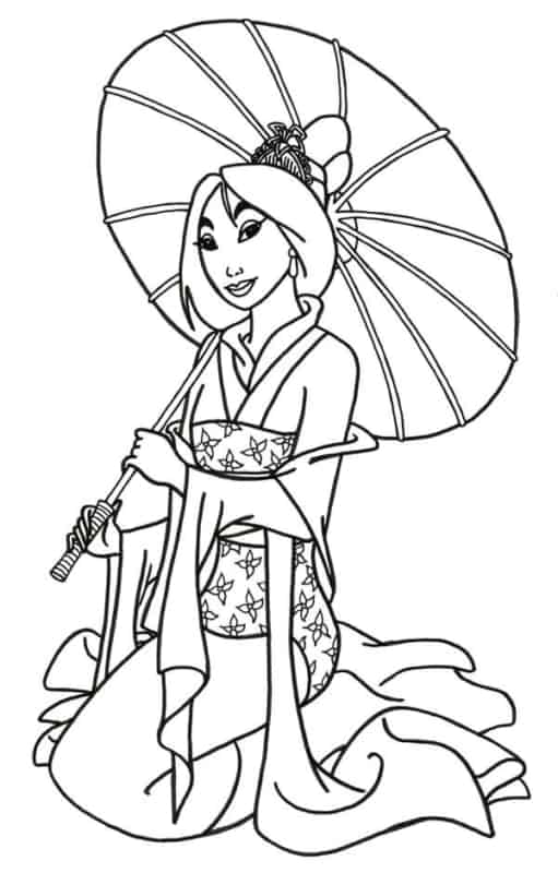 Princesa Mulan para colorir e imprimir