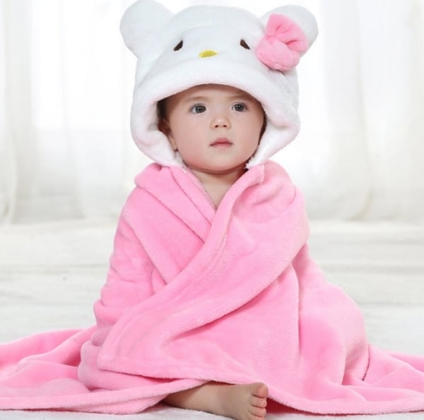 manta de bebe rosa com capuz