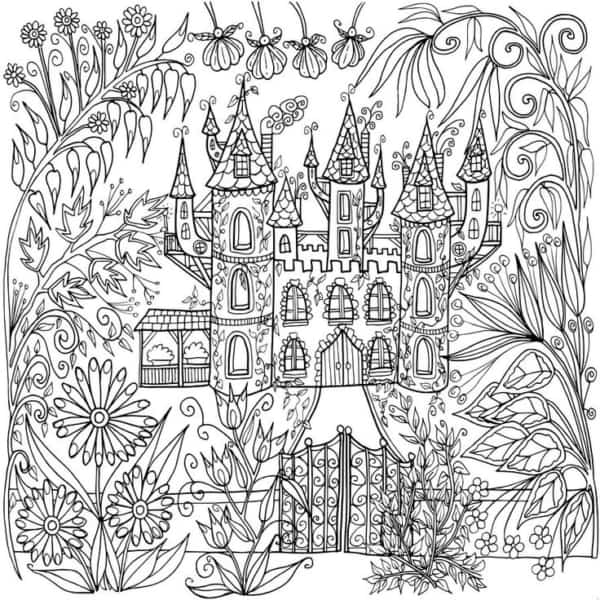 31 desenho de castelo com muitos detalhes para colorir