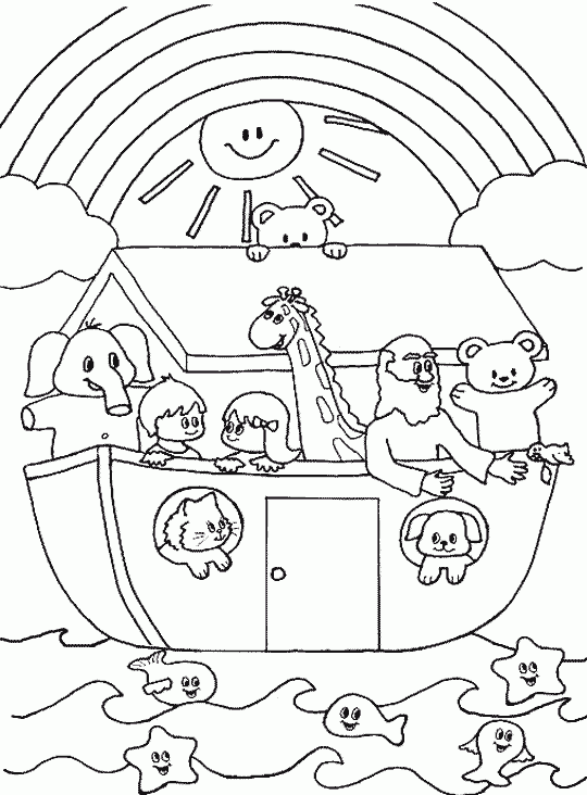 15 desenho simples da Arca de Noe para pintar