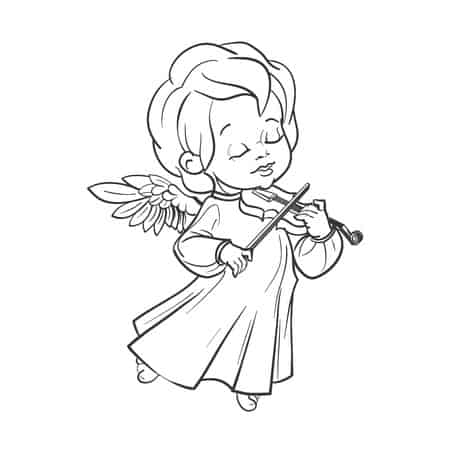 19 desenho de anjo com violino para pintar
