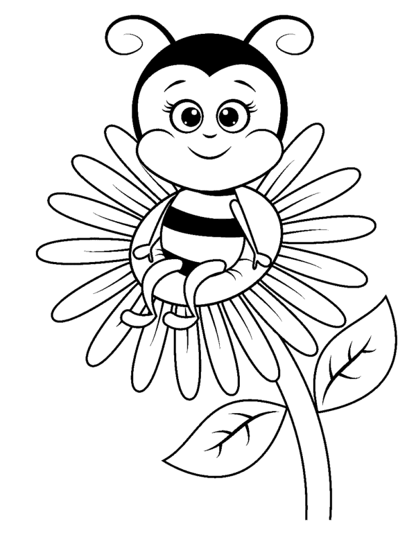 26 desenho de abelha sentada em flor