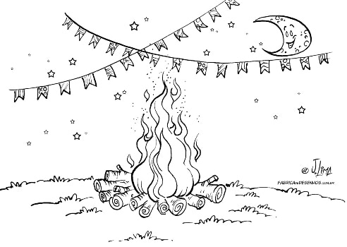28 desenho com fogueira de festa junina para pintar