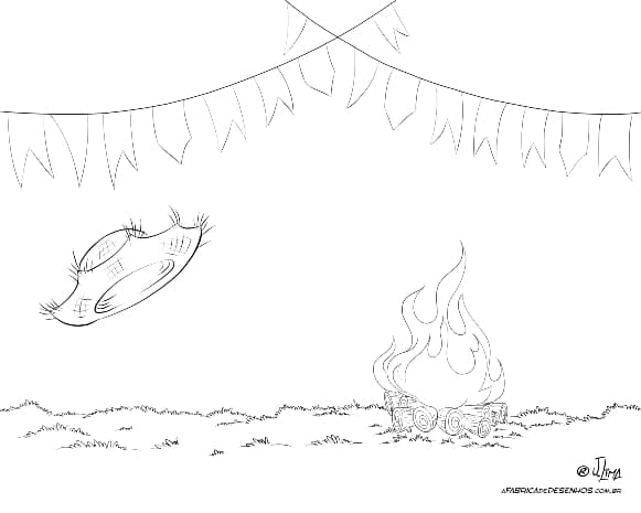 29 desenho para colorir de fogueira de festa junina
