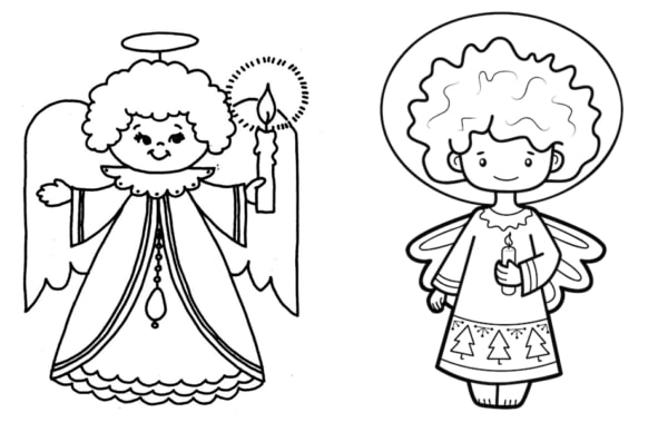 29 desenhos de anjos de natal para imprimir gratis
