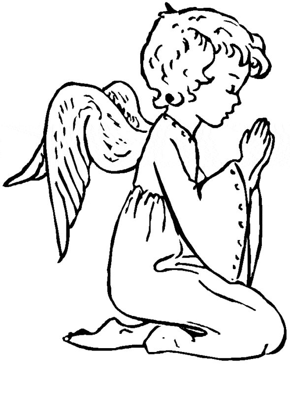 4 desenho de anjo rezando para colorir