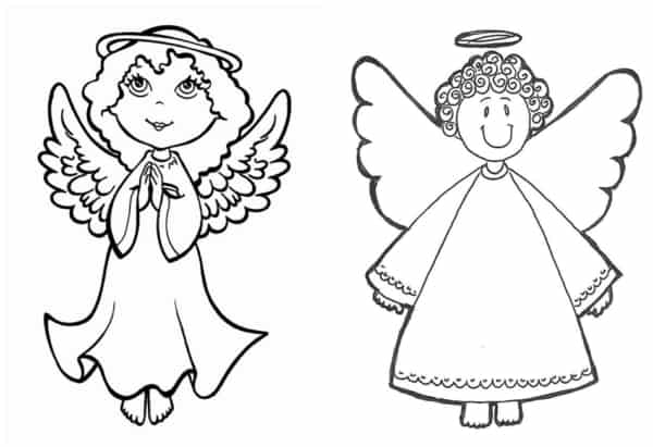 9 desenhos simples de anjo para imprimir e colorir