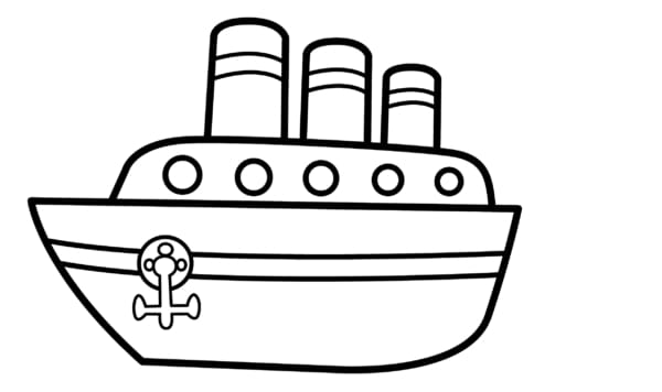1 desenho simples de navio para colorir