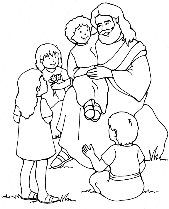 2 desenho de Jesus com criancas para colorir