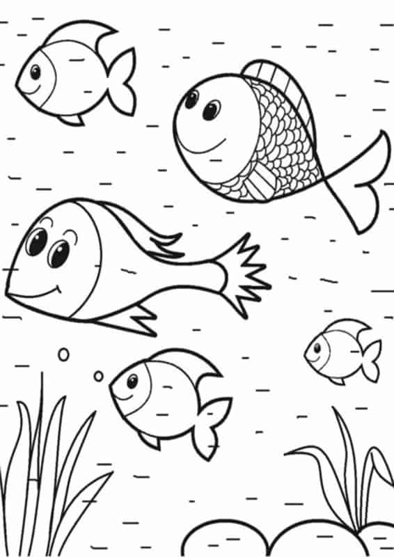 41 desenho de peixes nadando