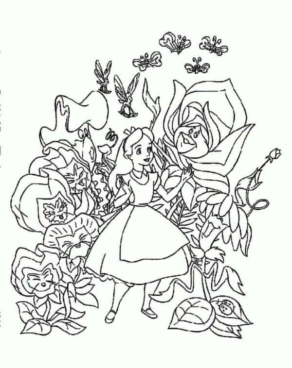 Alice no País das Maravilhas para colorir