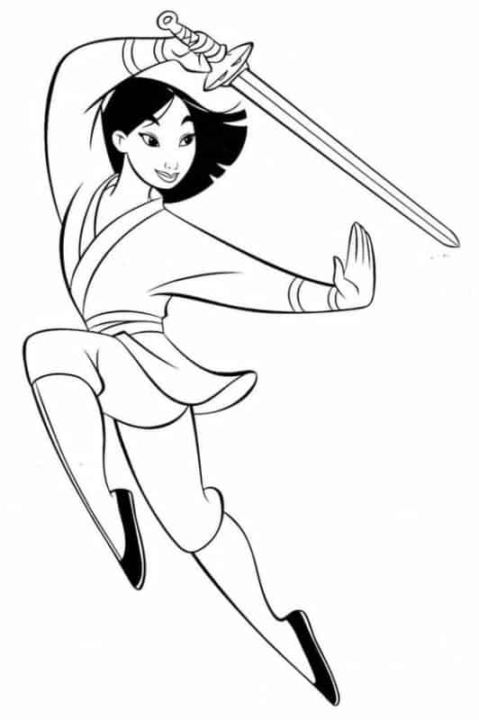 Versao guerreira da Mulan para colorir Fonte Pinterest