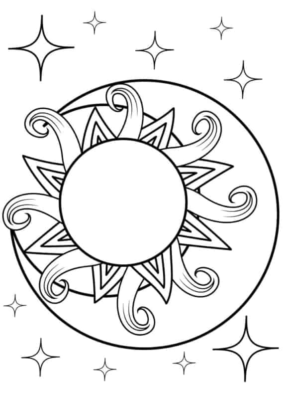 16 desenho para pintar lua e sol Coloring Pages