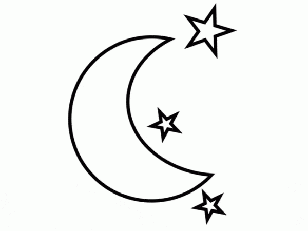 30 desenho simples de lua e estrelas Coloring Pages