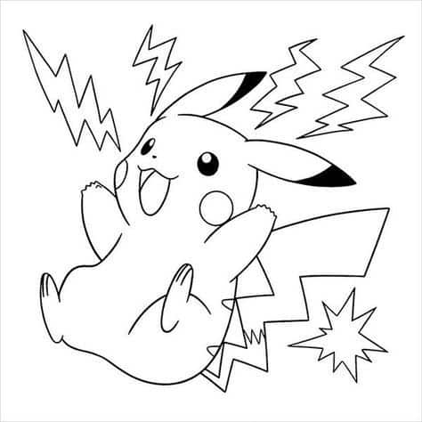 Pikachu para colorir choque do trovao