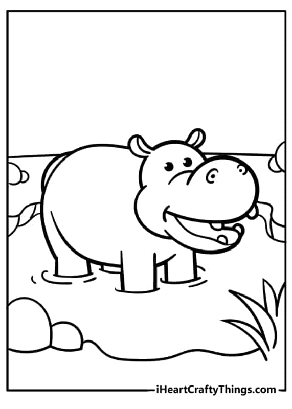 1 desenho simples de hipopotamo para colorir I Heart Crafty Things