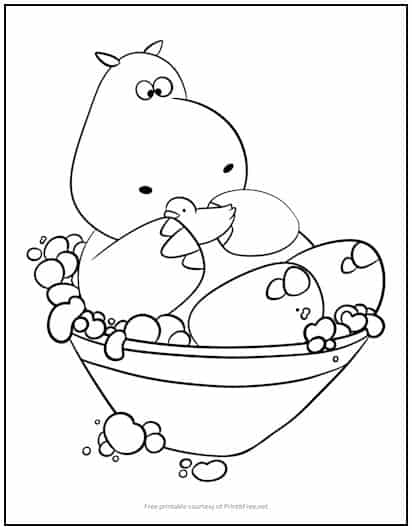 43 hipopotamo no banho para colorir Print it Free