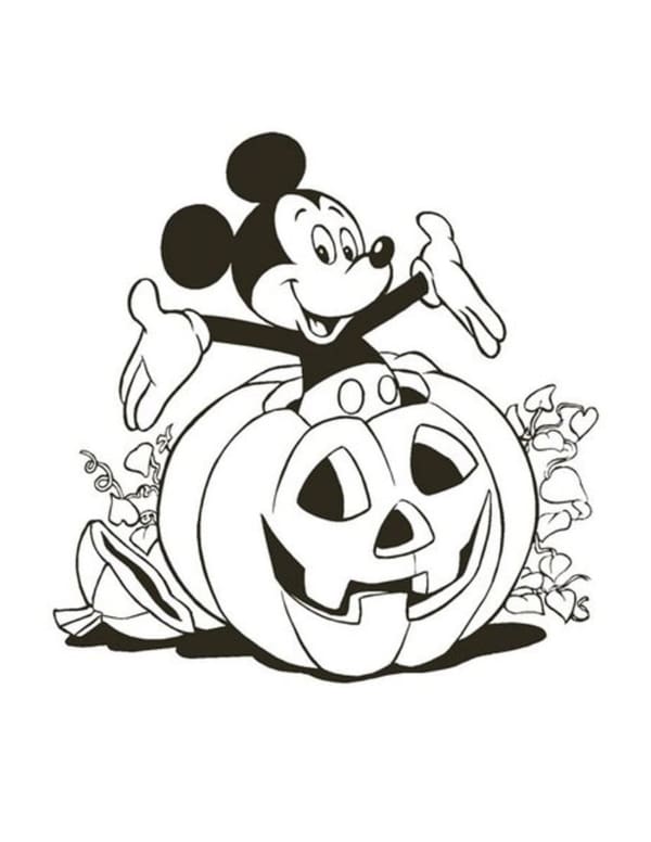 36 desenho de abobora de halloween com Mickey para colorir Coloring Pages