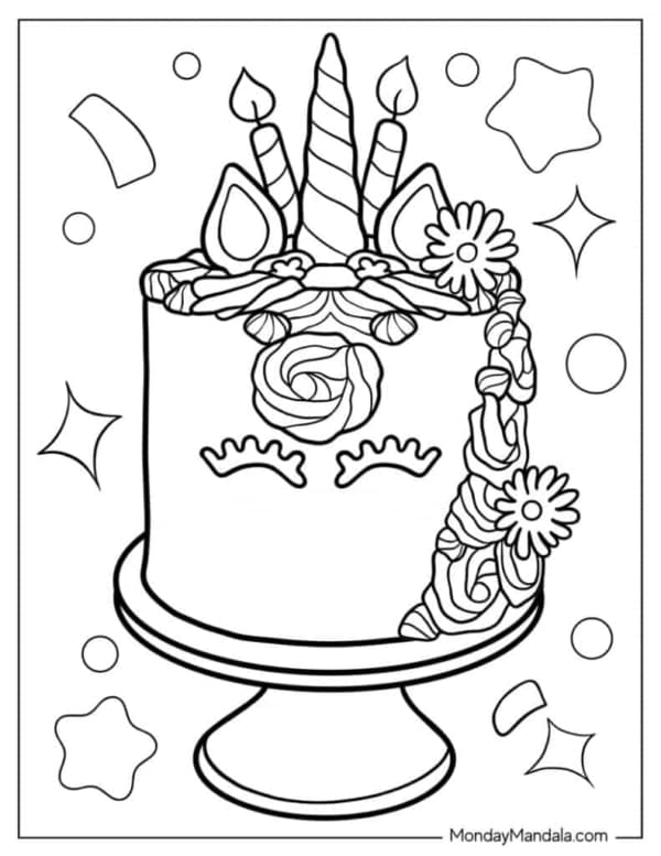 57 desenho bolo unicornio para colorir Monday Mandala