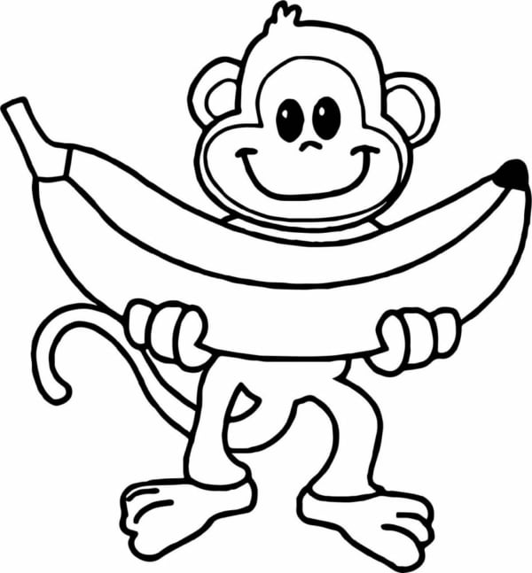 6 desenho simples de macaco com banana Coloring Pages