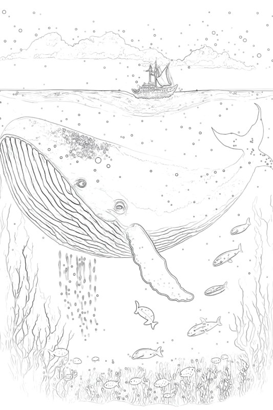 33 desenho para colorir com baleia jubarte Mimi Panda