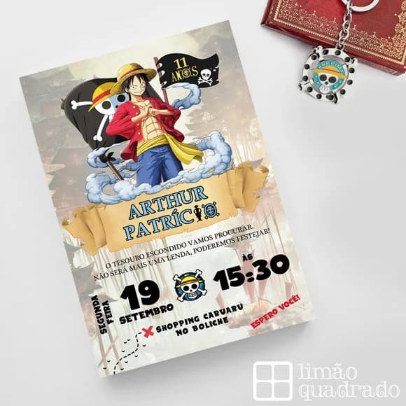 17 modelo convite digital One Piece Limão Quadrado