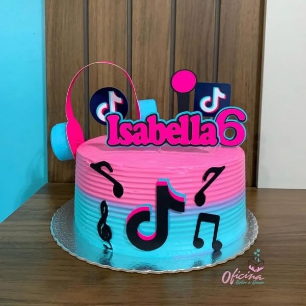 49 bolo rosa e azul festa tik tok @marla personalizados