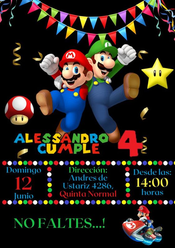 convite Super Mario