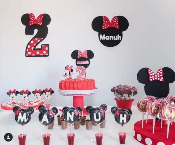 15 decoração simples mesversário Minnie vermelha @jessikataynarayt