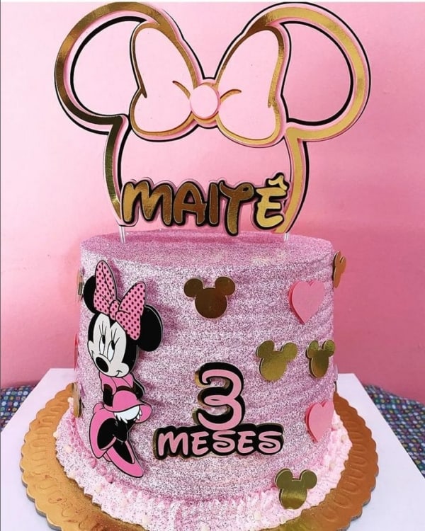22 bolo decorado Minnie rosa mesversário @drikadesignarts