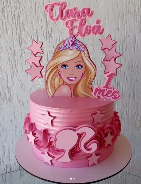 29 bolo mesversário rosa Barbie @neidedfbolos
