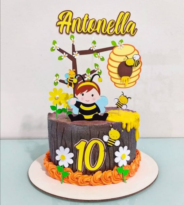 30 bolo decorado mesversário abelhinha @ideiasno papel