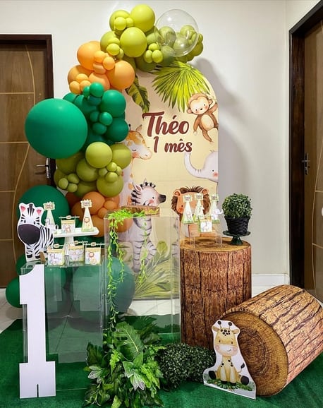 5 decoração mesversário 1 mês safari @ingrydmonteirofestas