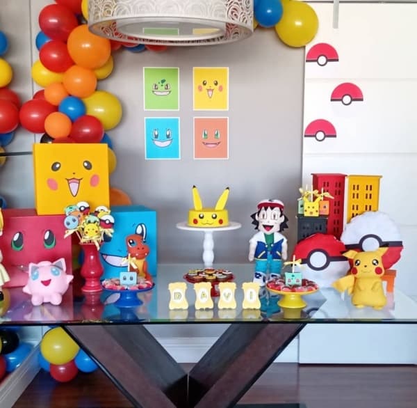 57 decoração mesversário de menino tema Pokemon @paulaartsfesta oficial