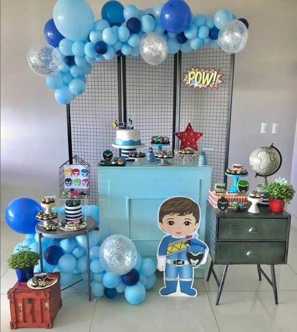 6 decoração azul festa Power Rangers @miokanto organizer